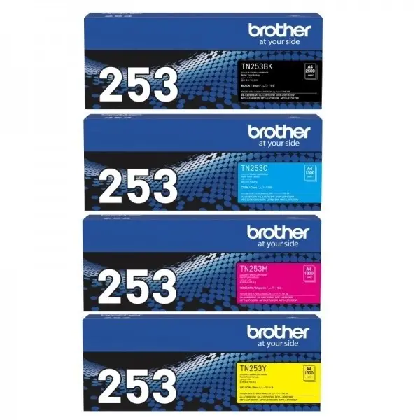 BROTHER TN253 BUNDLE TONER CARTRIDGES - BLACK, CYAN, MAGENTA, YELLOW