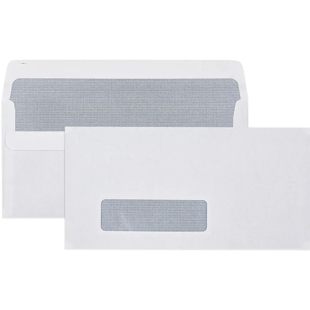 CUMBERLAND DL ENVELOPES SECRETIVE WALLET WINDOWFACE SELF SEAL 80GSM 110 X 220MM WHITE BOX 500