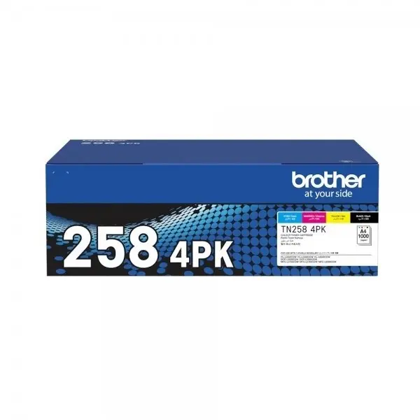 BROTHER TN258 BUNDLE TONER CARTRIDGES - BLACK, CYAN, MAGENTA, YELLOW