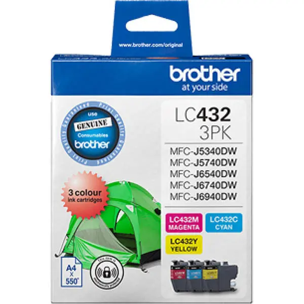 BROTHER LC432 INK CARTRIDGE VALUE PACK CYAN/MAGENTA/YELLOW