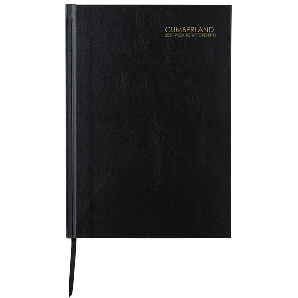 CUMBERLAND 57ECBK CASEBOUND DIARY WEEK TO VIEW A5 BLACK