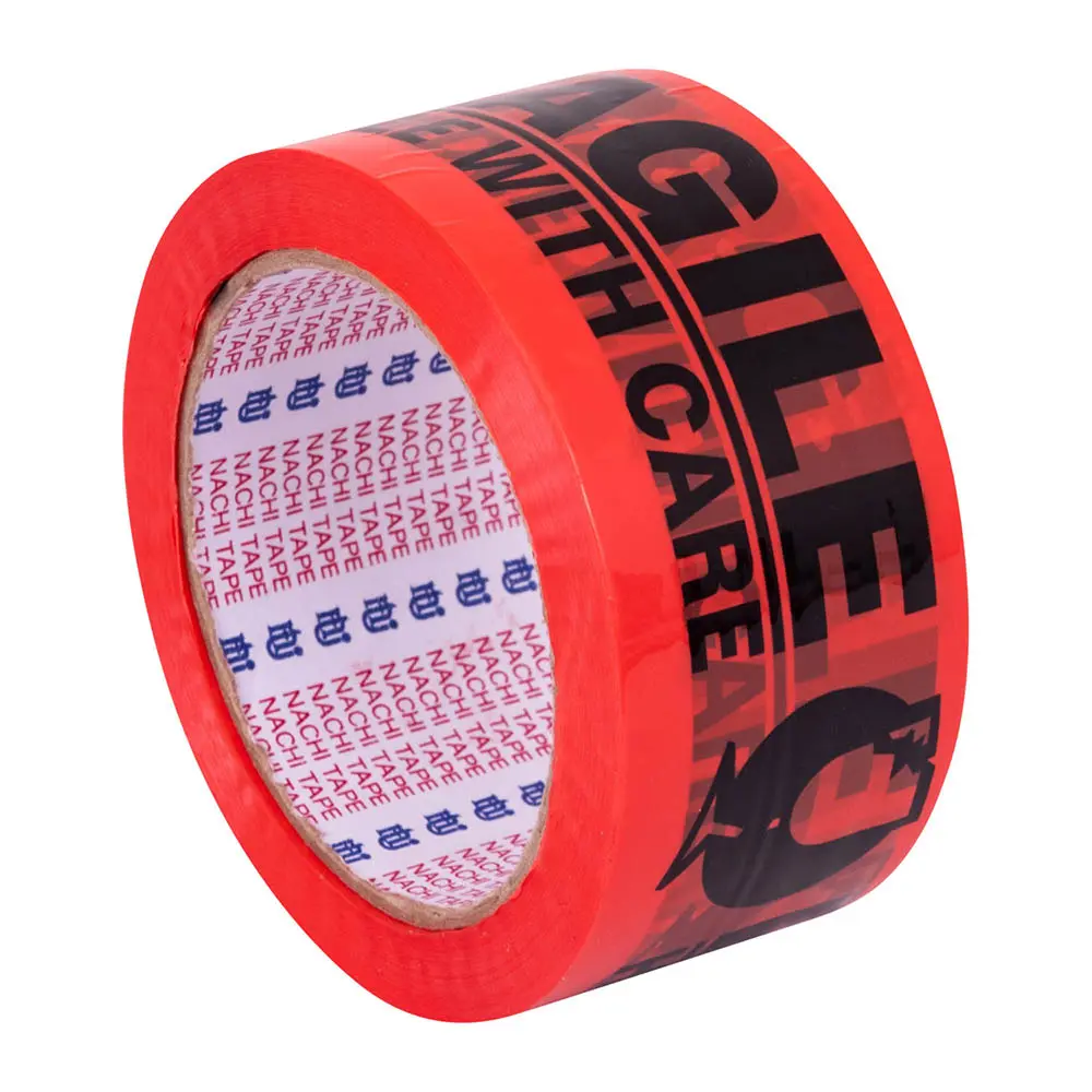 [8003183] NACHI MESSAGE TAPE FRAGILE 48MM X 66M ORANGE/BLACK