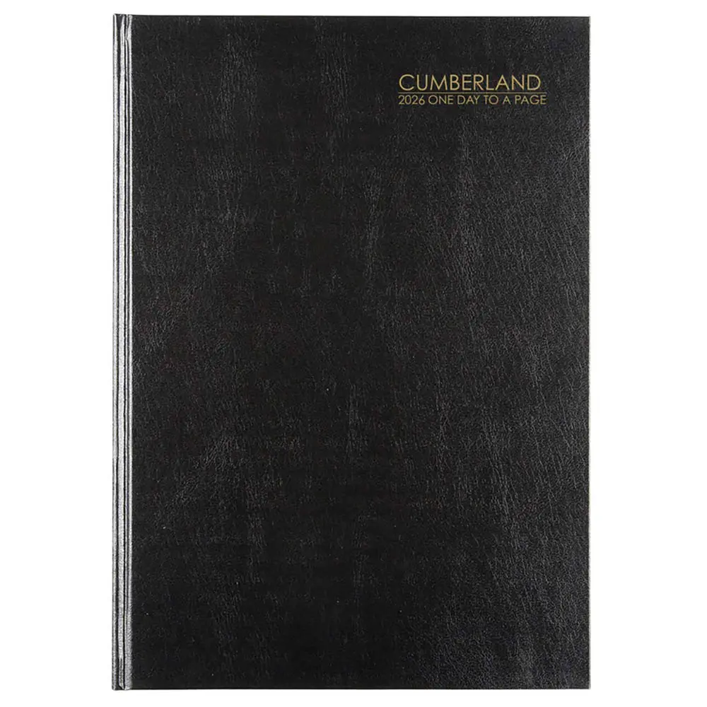 CUMBERLAND 41ECBK CASEBOUND DIARY DAY TO PAGE A4 BLACK