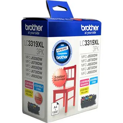 BROTHER LC3319XL3PK INK CARTRIDGE HIGH YIELD VALUE PACK CYAN/MAGENTA/YELLOW