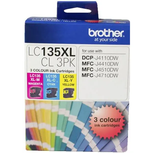 [8026739] BROTHER LC135XLCL3PK INK CARTRIDGE HIGH YIELD VALUE PACK CYAN/MAGENTA/YELLOW