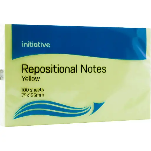 [7071786] INITIATIVE REPOSITIONAL NOTES 75 X 125MM YELLOW PACK 12