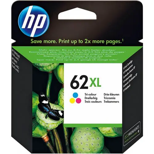 [7045412] HP C2P07AA 62XL INK CARTRIDGE HIGH YIELD TRI COLOUR PACK CYAN/MAGENTA/YELLOW