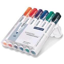 [7006144] STAEDTLER 351 LUMOCOLOR WHITEBOARD MARKER BULLET ASSORTED WALLET 6