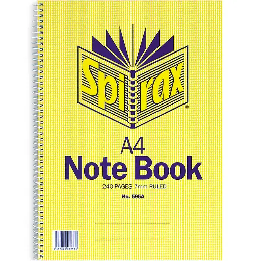 [7011254] SPIRAX 595A NOTEBOOK SPIRAL BOUND 7MM RULED 240 PAGE A4