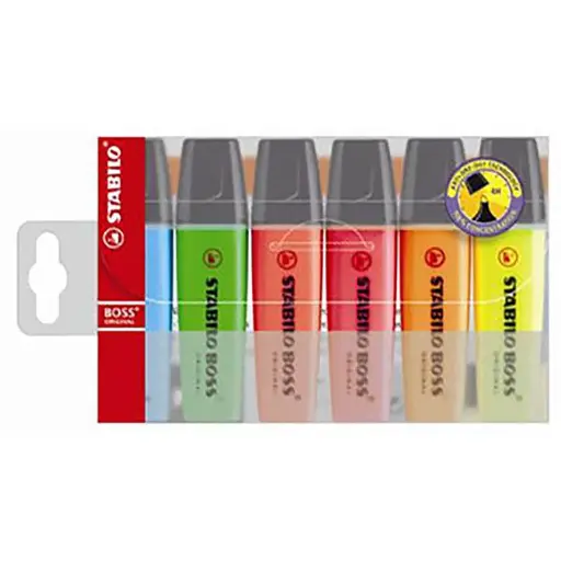 [7010497] STABILO BOSS HIGHLIGHTER CHISEL ASSORTED WALLET 6