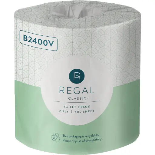 [7022675] REGAL GREEN-N-SAVE TOILET ROLL WRAPPED 2-PLY 400 SHEET WHITE