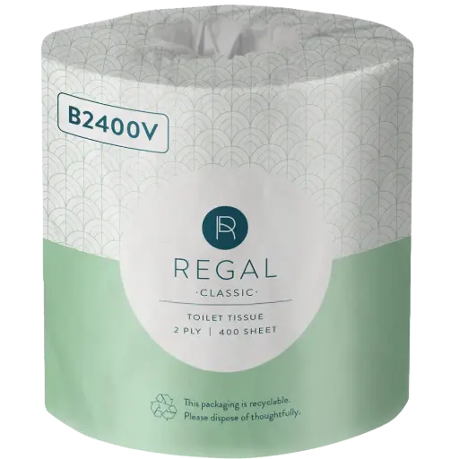 [7022675] REGAL GREEN-N-SAVE TOILET ROLL WRAPPED 2-PLY 400 SHEET WHITE