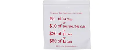 [7031013] CUMBERLAND COIN PRESS SEAL BAG 60 MICRON 110 X 100MM CLEAR/RED PACK 100
