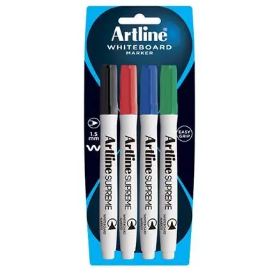 [7051659] ARTLINE SUPREME ANTIMICROBIAL WHITEBOARD MARKER BULLET 1.5MM ASSORTED PACK 4