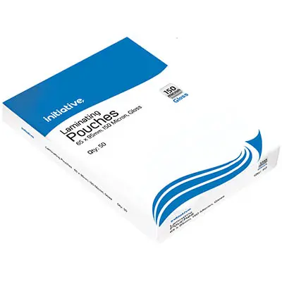 [7057043] INITIATIVE LAMINATING POUCH 150 MICRON 65 X 95MM CLEAR PACK 50