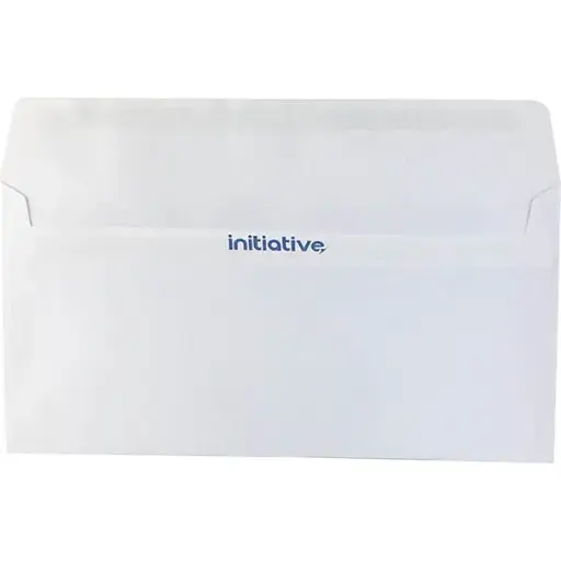 [7056919] INITIATIVE DL ENVELOPES WALLET PLAINFACE SELF SEAL 80GSM 110 X 220MM WHITE BOX 500
