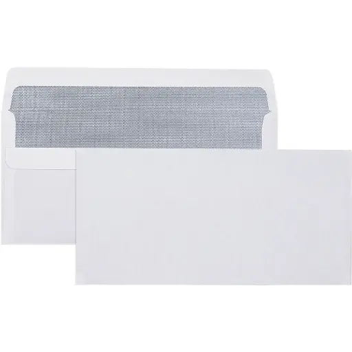 [97056920] DL ENVELOPES SECRETIVE WALLET PLAINFACE SELF SEAL 80GSM 110 X 220MM WHITE BOX 500