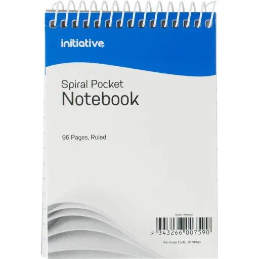 [7070968] INITIATIVE SPIRAL NOTEBOOK POCKET TOP BOUND 96 PAGE 112 X 77MM