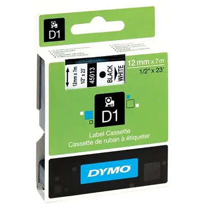 [7003786] DYMO 45013 D1 LABELLING TAPE 12MM X 7M BLACK ON WHITE