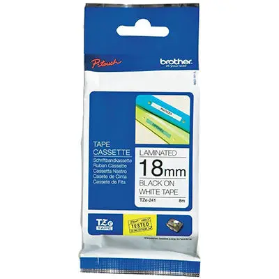 [7004870] BROTHER TZE-241 LAMINATED LABELLING TAPE 18MM BLACK ON WHITE
