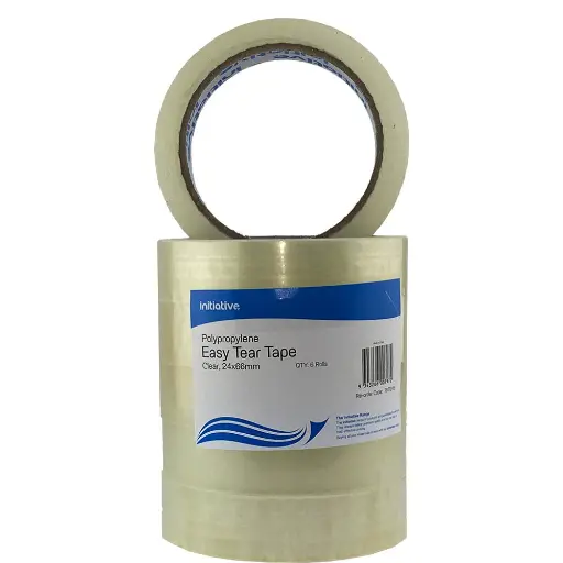 [7071245] INITIATIVE EASY TEAR TAPE PP 24MM X 66M CLEAR PACK 6