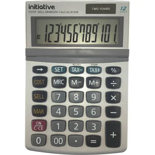 [7071797] INITIATIVE DESKTOP CALCULATOR 12 DIGIT DUAL POWERED SMALL GREY