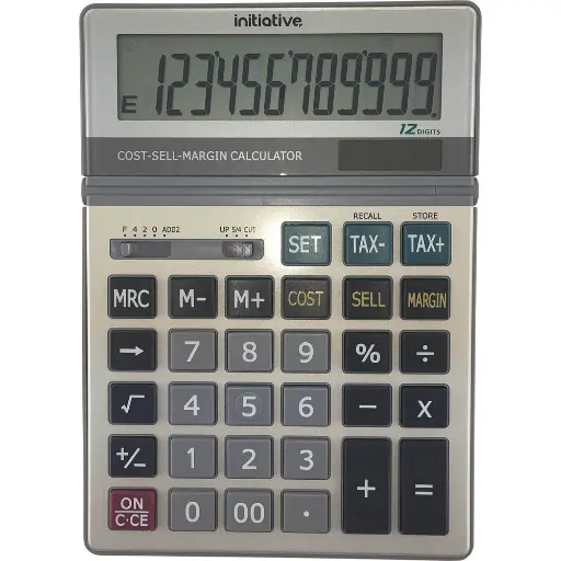 [7071798] INITIATIVE DESKTOP CALCULATOR 12 DIGIT DUAL POWERED LARGE GREY