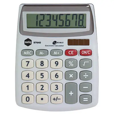 [7000365] MARBIG DESKTOP CALCULATOR 8 DIGIT SILVER