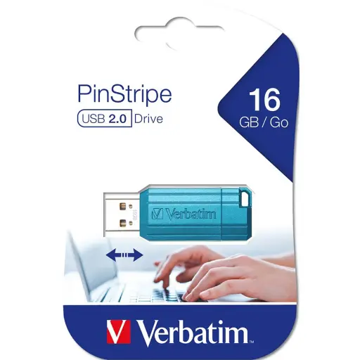 [7096568] VERBATIM STORE-N-GO PINSTRIPE USB FLASH DRIVE 2.0 16GB BLUE