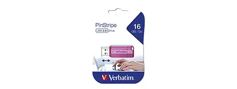 [7096567] VERBATIM STORE-N-GO PINSTRIPE USB FLASH DRIVE 2.0 16GB PINK