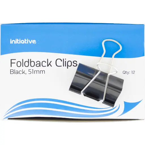 [7070979] INITIATIVE FOLDBACK CLIP 51MM BLACK PACK 12