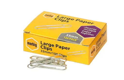 [7012372] MARBIG PAPER CLIP LARGE 33MM BOX 100