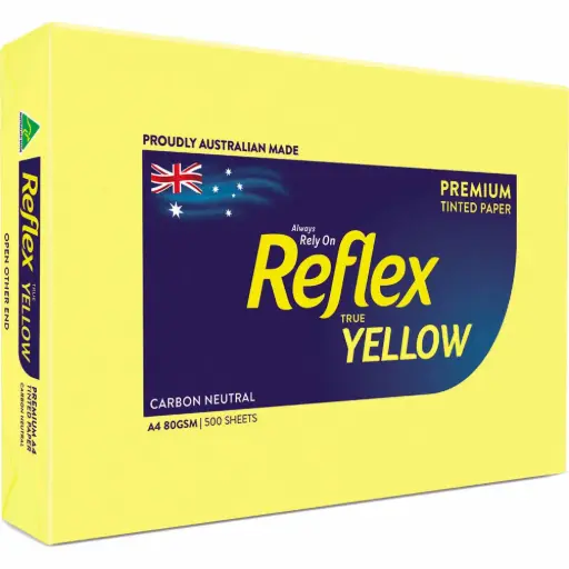 [7004800] REFLEX COLOURS A4 COPY PAPER 80GSM YELLOW PACK 500 SHEETS
