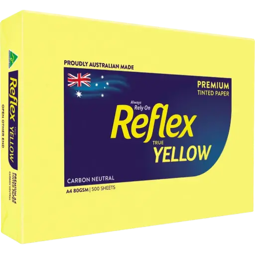 [7004800] REFLEX COLOURS A4 COPY PAPER 80GSM YELLOW PACK 500 SHEETS