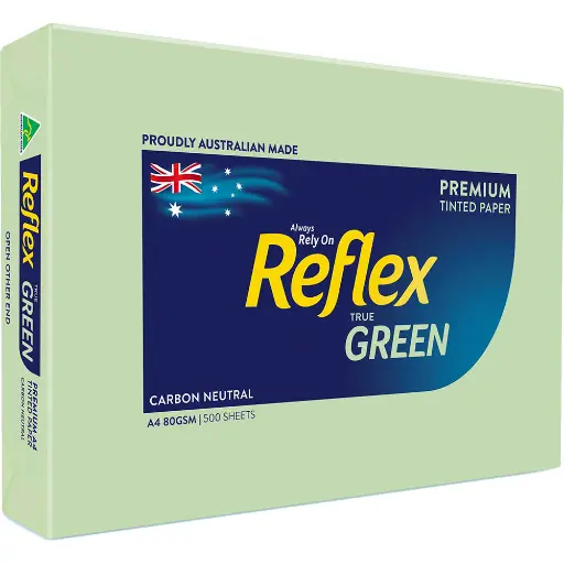 [7006192] REFLEX COLOURS A4 COPY PAPER 80GSM GREEN PACK 500 SHEETS