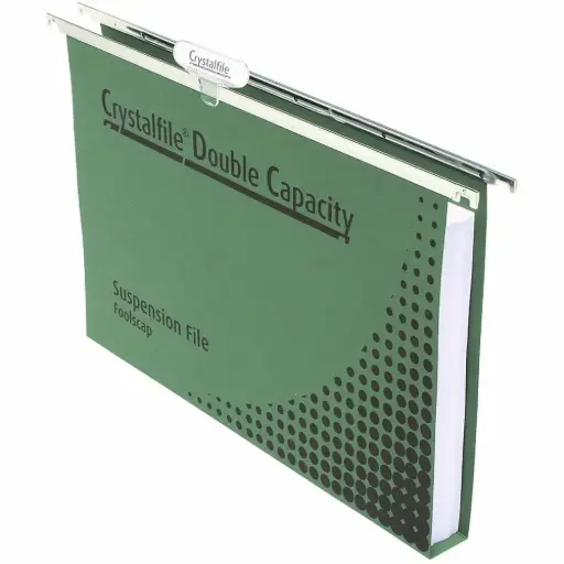 [7005052] CRYSTALFILE DOUBLE CAPACITY SUSPENSION FILES 30MM FOOLSCAP GREEN BOX 50
