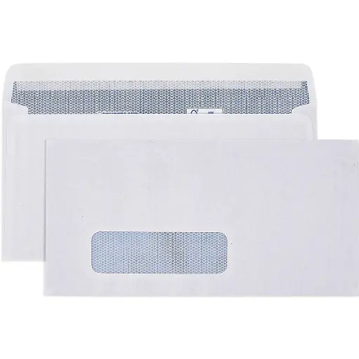 [JZ0119] JAZICO DL ENVELOPES SECRETIVE WALLET GLASSINE WINDOWFACE SELF SEAL LASER 80GSM 110 X 220MM WHITE BOX 500