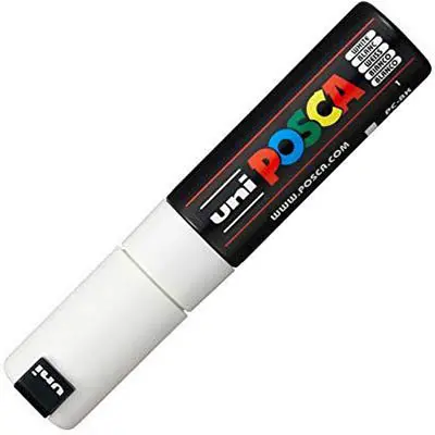[7094106] POSCA PC-8K PAINT MARKER CHISEL BROAD 8MM WHITE