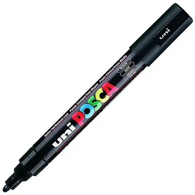 [7035343] POSCA PC-5M PAINT MARKER BULLET MEDIUM 2.5MM BLACK