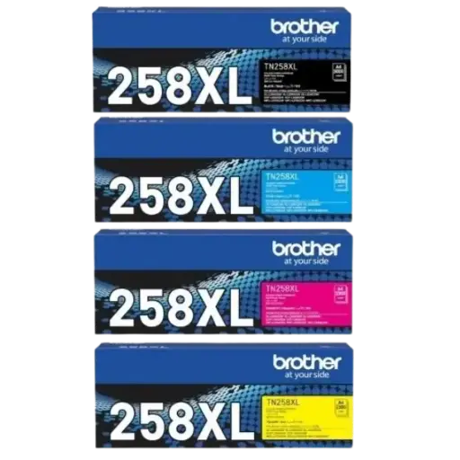 [BRTN258XLB] BROTHER TN258XL HIGH YIELD BUNDLE TONER CARTRIDGES - BLACK, CYAN, MAGENTA, YELLOW