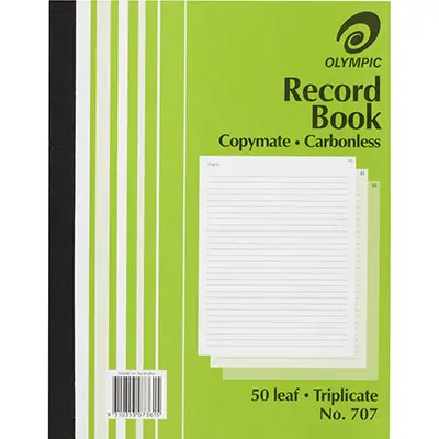 [7012966] OLYMPIC 707 RECORD BOOK CARBONLESS TRIPLICATE 50 LEAF 250 X 200MM
