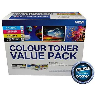[7035631] BROTHER TN251BK / TN255 TONER CARTRIDGE BLACK/CYAN/MAGENTA/YELLOW